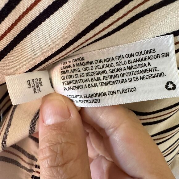 A New Day Cream Sleeveless Dress Rust Red / Brown Blue Stripes Size XXL - Picture 6 of 7